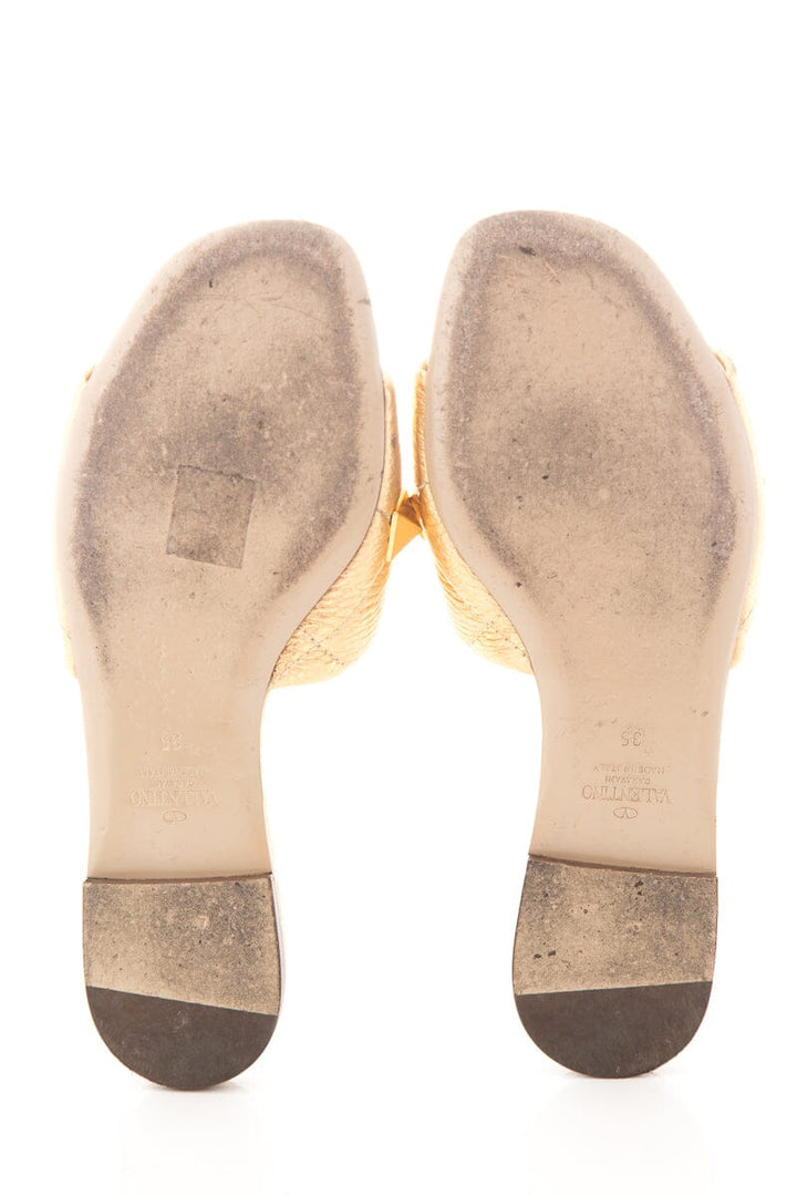 Valentino Metallic Gold Rockstud Slides SZ 35