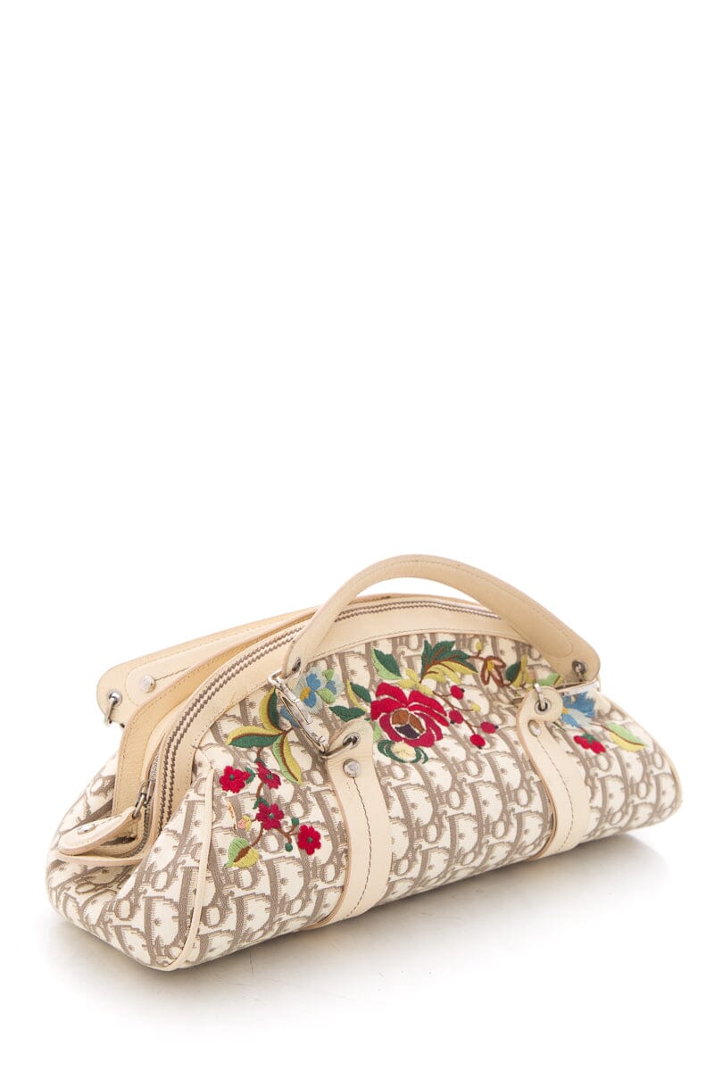Top quality Dior Cream Monogram Canvas Trotteur Bowling Handbag