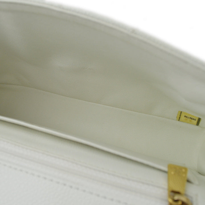Top Quality Chanel White Caviar Medium Single Flap Shoulder Bag