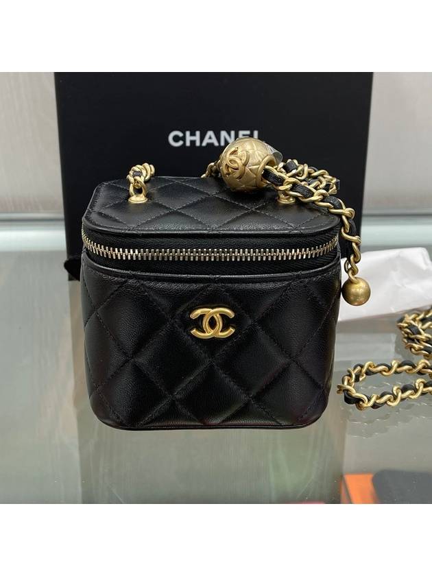 CC Logo Classic Vanity Small Cosmetic Case Mini Bag Black Chanel