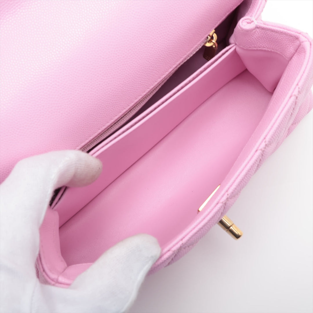 Top Quality Chanel Coco Handle 24 XS Caviar S 2WAY Handbag Pink Gold  A92990
