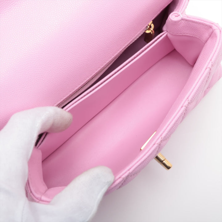 Top Quality Chanel Coco Handle 24 XS Caviar S 2WAY Handbag Pink Gold  A92990