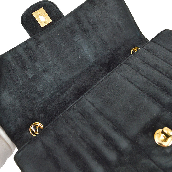 Top Quality Chanel 1991-1994 Black Suede Medium Vertical Stitch Single Flap Bag