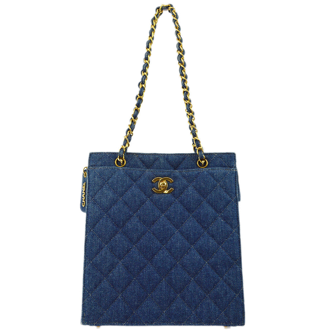 Top Quality Chanel Denim Chain Tote Handbag