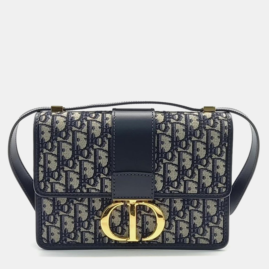 Top quality Dior Navy Blue/Beige Oblique Canvas 30 Montaigne Shoulder Bag