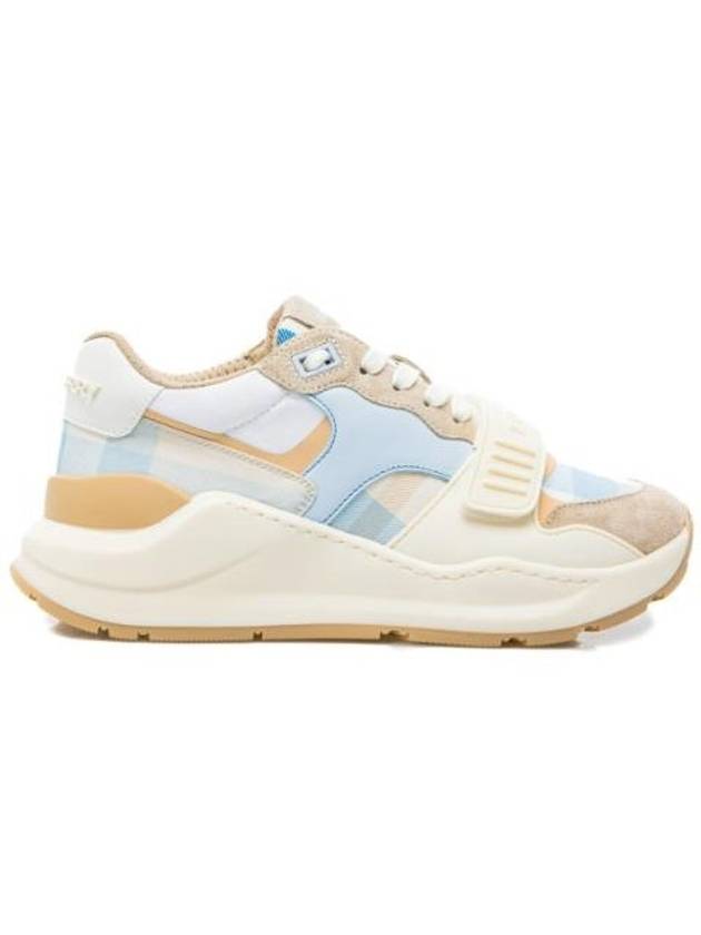 Burberry Checked Suede Leather Low Top Sneakers Soft Blue