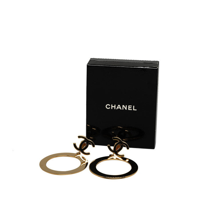 Top Quality Chanel Vintage Oval Logo Earrings Gold