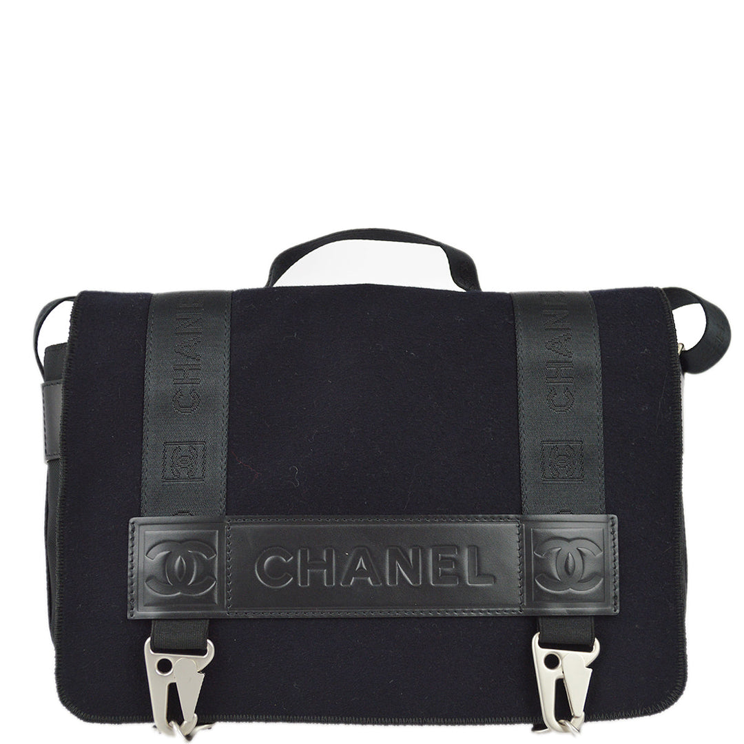Top Quality Chanel Black Felt Sport Line Messenger Shoulder Bag