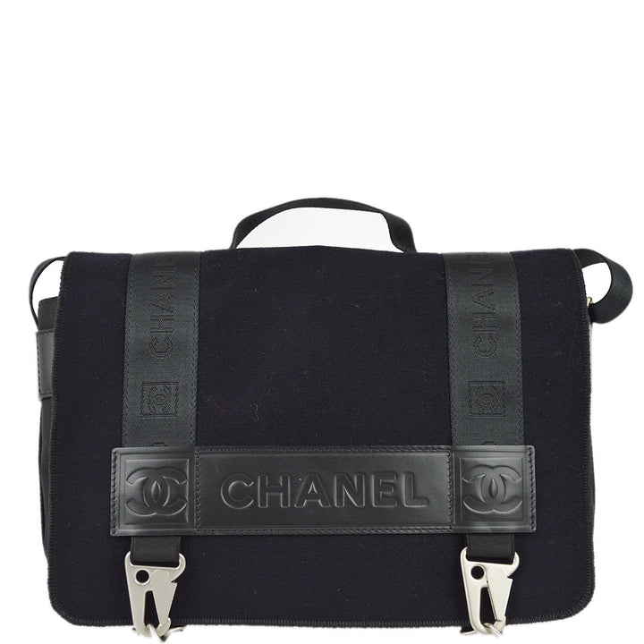 Top Quality Chanel Black Felt Sport Line Messenger Shoulder Bag