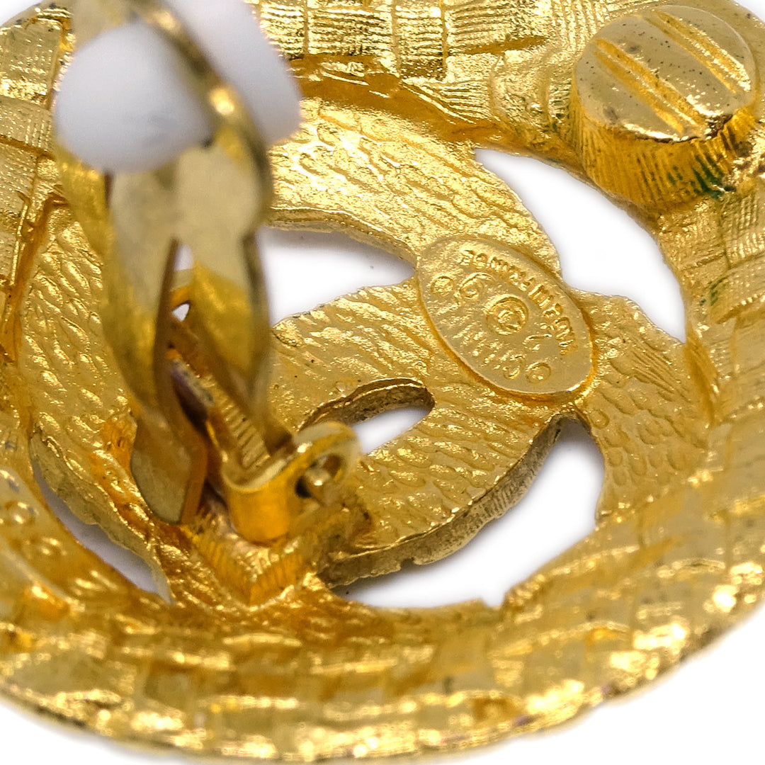 Top Quality Chanel 1994 Woven CC Cutout Earrings Gold Clip-On