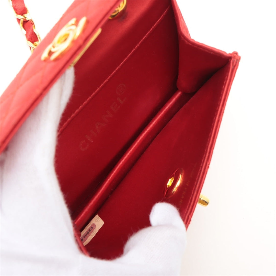Top Quality Chanel Mini Mattress Satin Chain Shoulder Bag Red Gold  1st