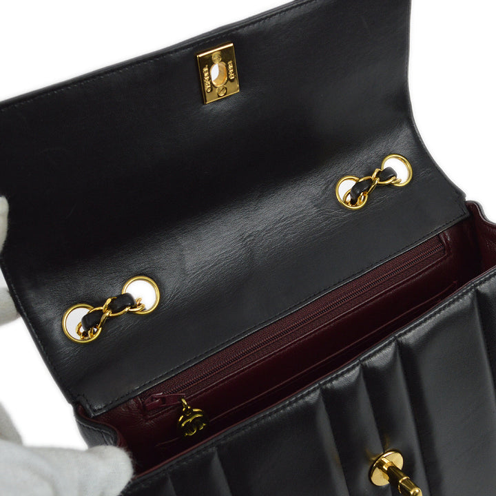 Top Quality Chanel 1994-1996 Black Lambskin Small Vertical Stitch Straight Flap Bag