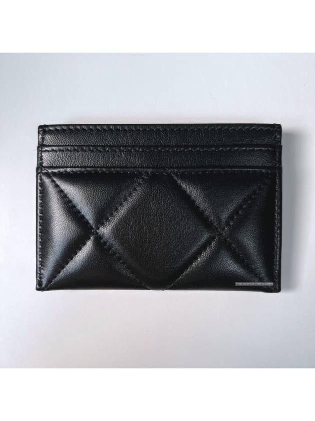 19 Logo Chain Quilted Lambskin Card Wallet Black Chanel