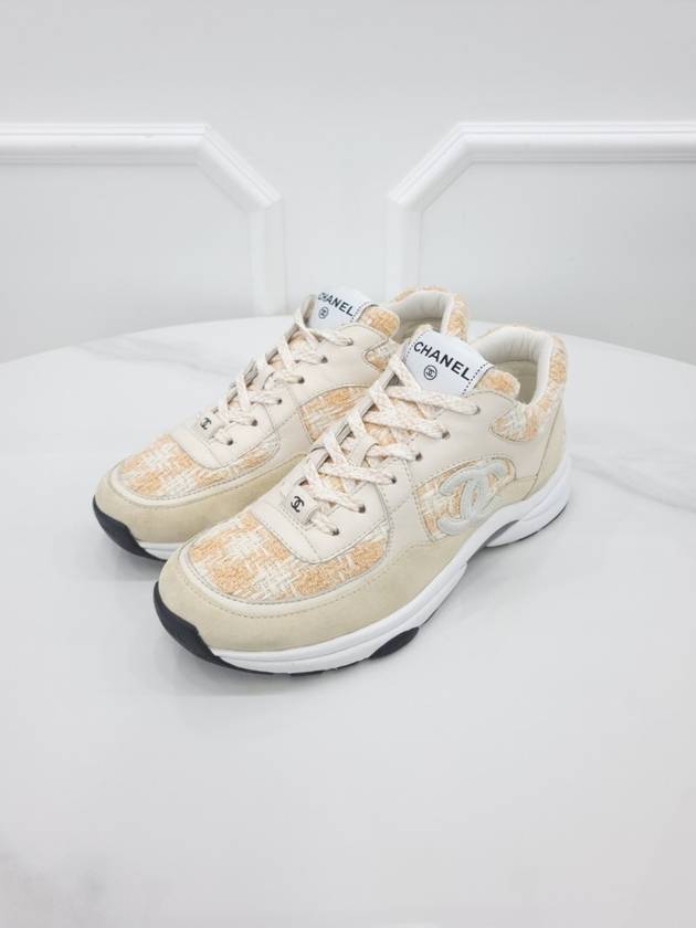 CC logo tweed sneakers orange 38 5 G38299 Chanel