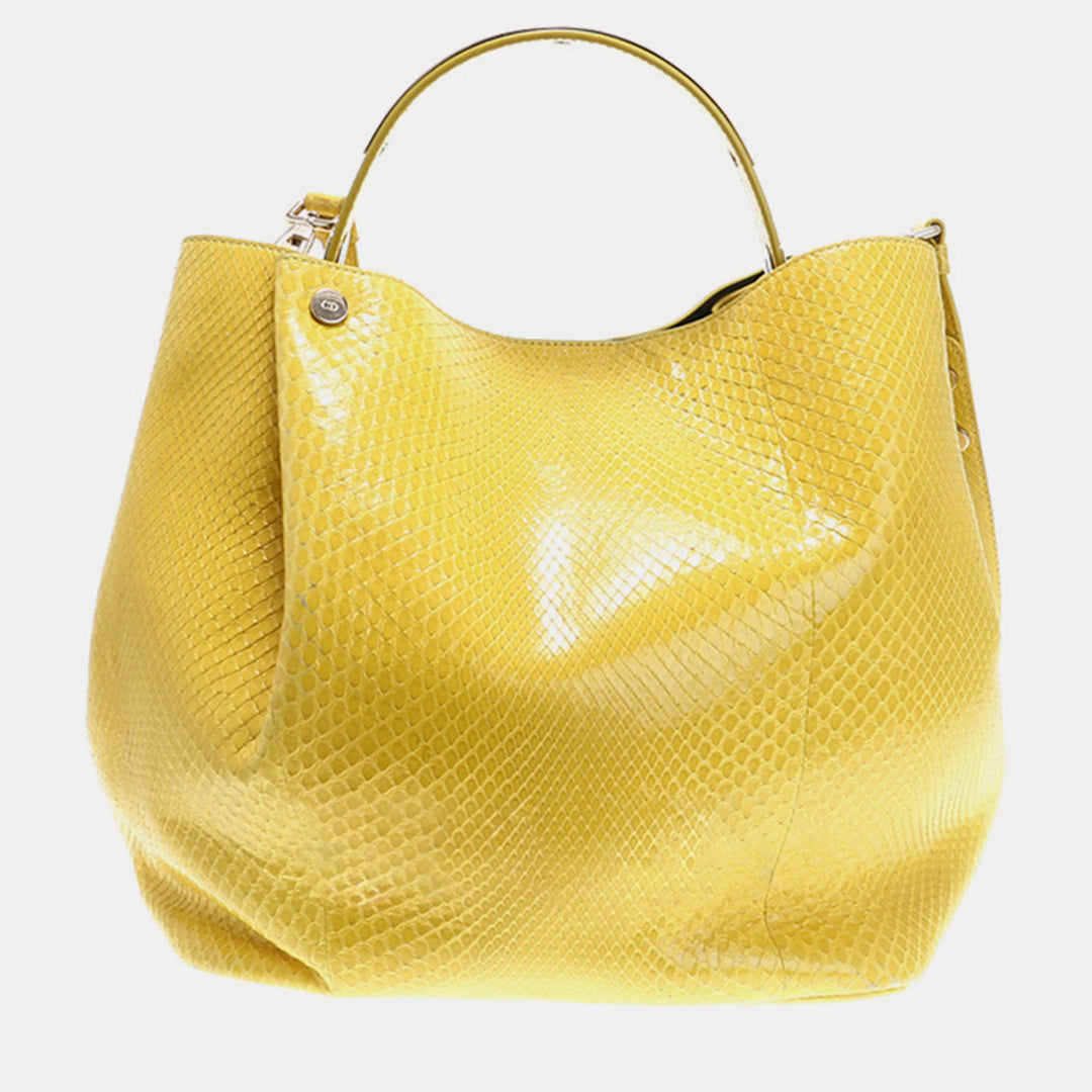 Top quality Dior Christian Yellow Python Leather Tote Bag