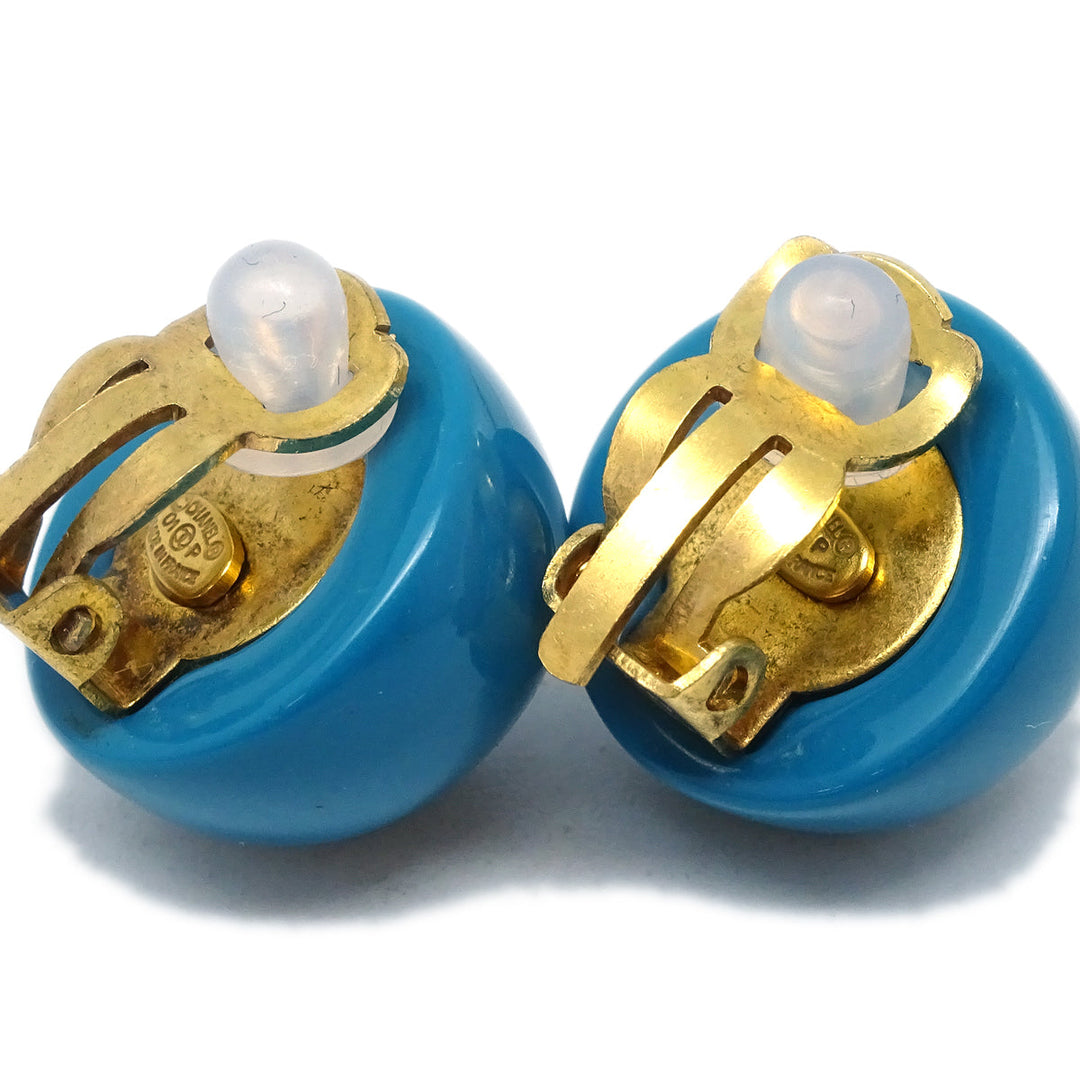 Top Quality Chanel Blue Button Earrings Clip-On 01P