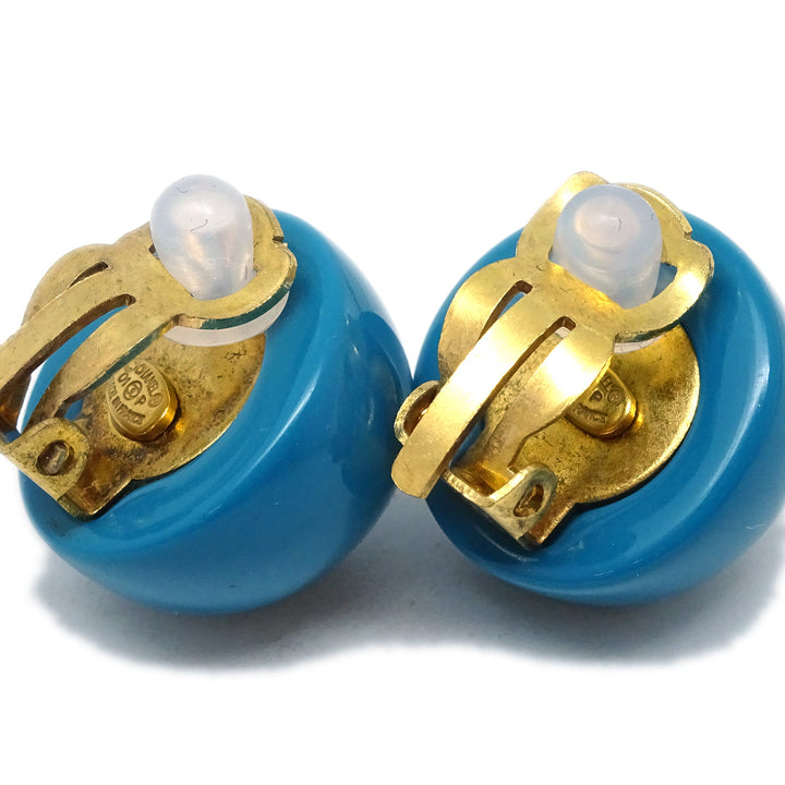 Top Quality Chanel Blue Button Earrings Clip-On 01P