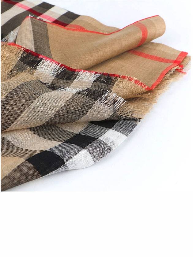 Burberry Check Wool Silk Scarf Beige