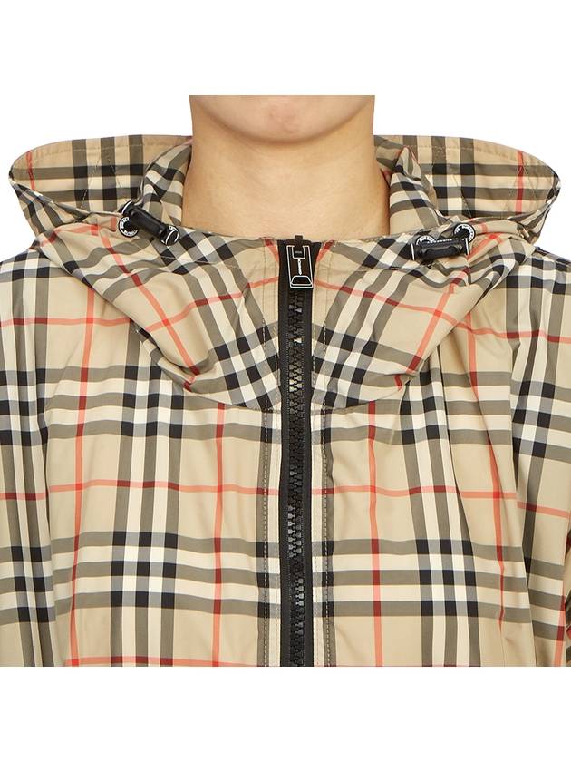Burberry WoMen's Back-tone Check Zip-up Hooded Jacket Beige