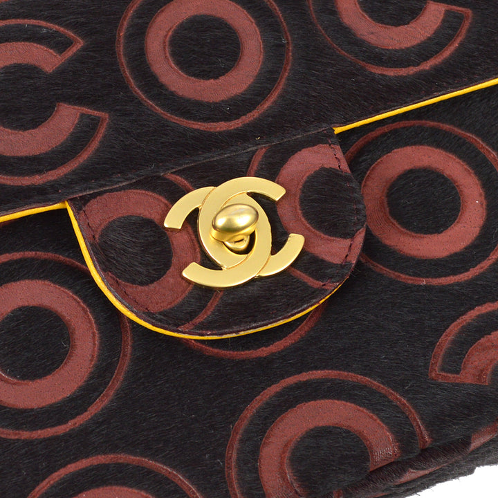 Top Quality Chanel Bordeaux Pony Hair COCO East West Shoulder Bag