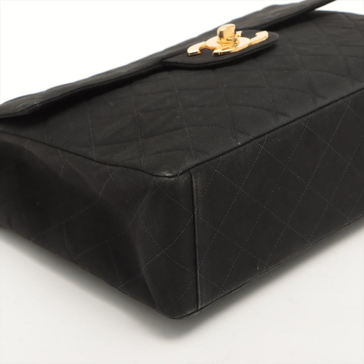 Top Quality Chanel Decamatrasse Cotton Single Flap Double Chain Bag Black Gold  2nd