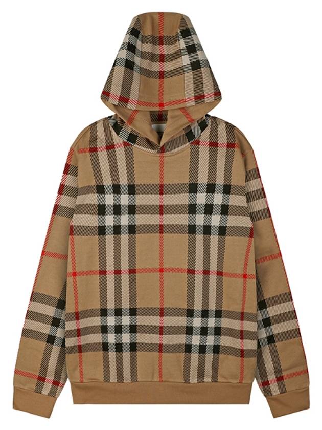 Burberry Check Cotton Jacquard Hoodie Beige