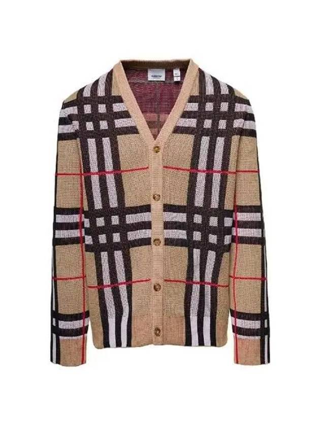 Burberry Check Technical Cotton Blend Cardigan Archive Beige