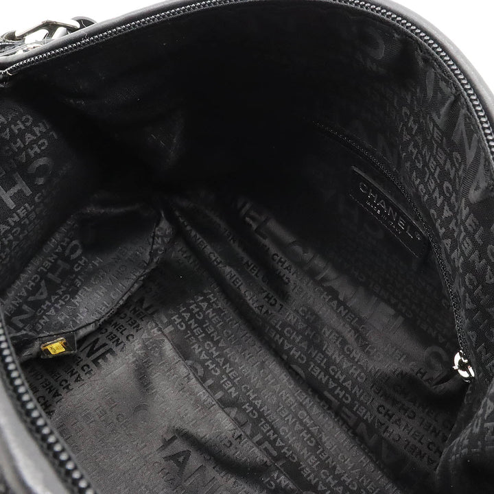 Top Quality Chanel One Shoulder Bag in Tweed Black Grey Silver