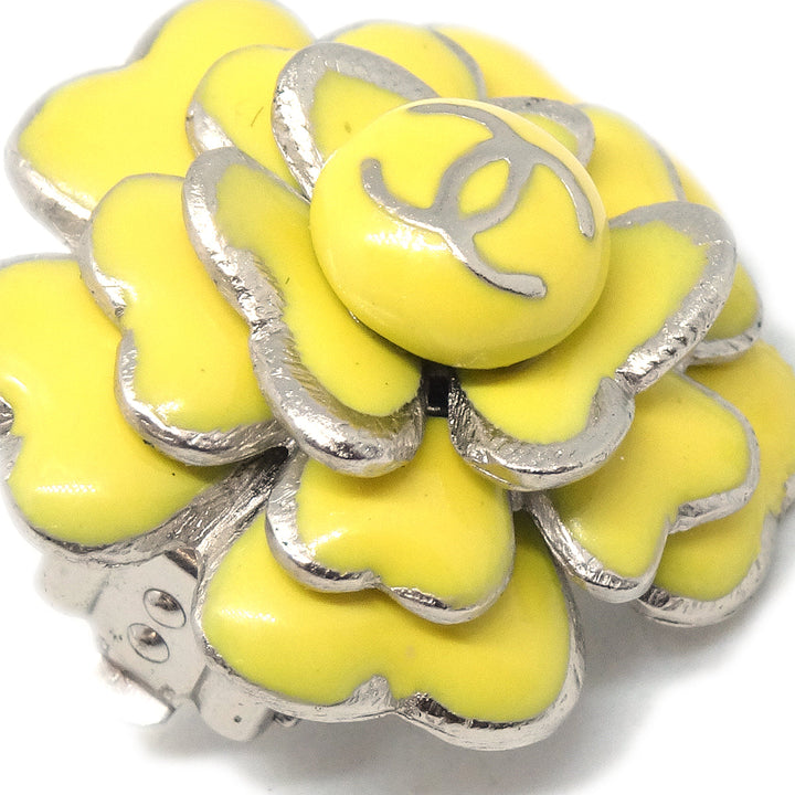 Top Quality Chanel Camellia Earrings Clip-On Yellow 03C