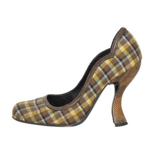 Prada Vintage Plaid Canvas Pumps