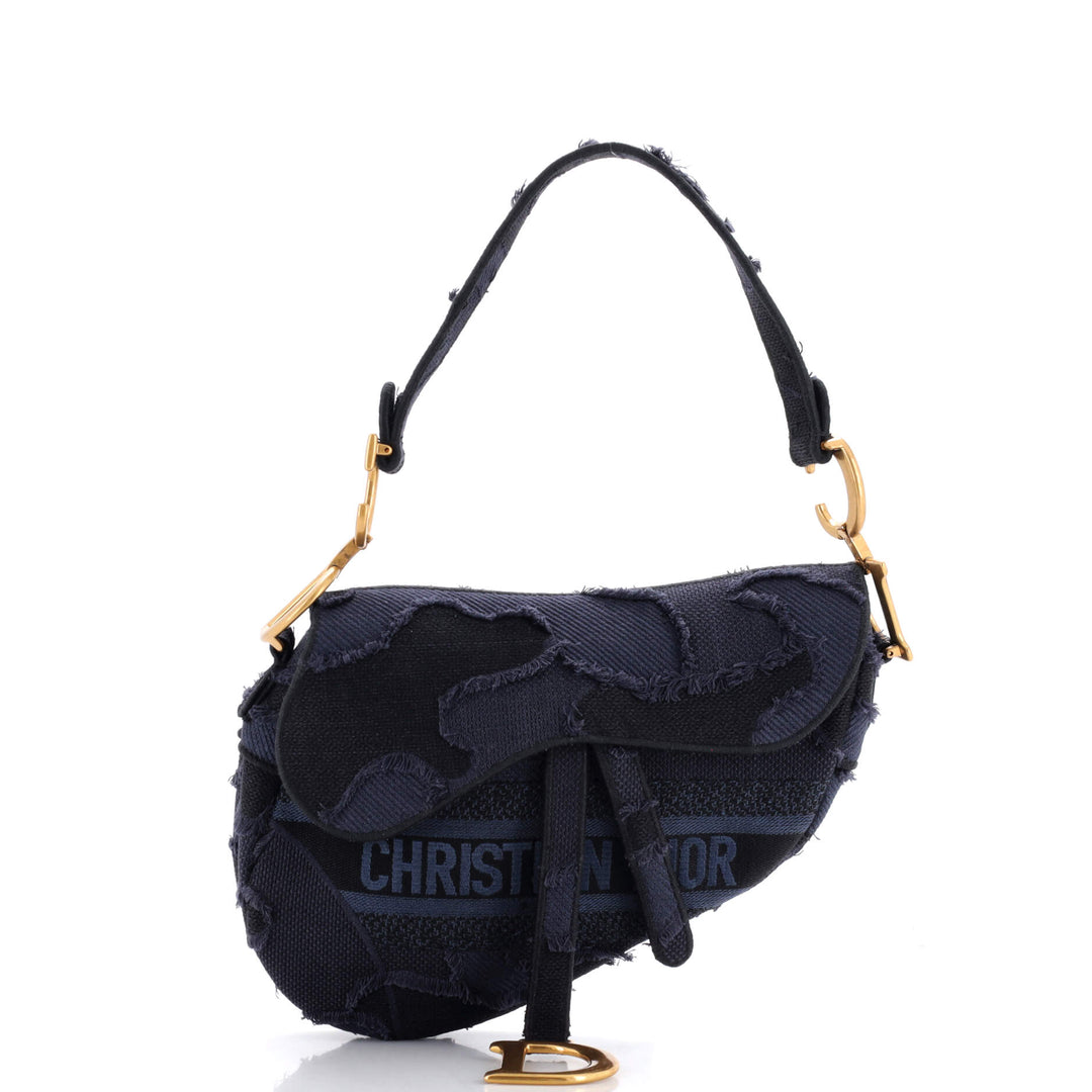 Top quality Dior Saddle Handbag Camouflage Embroidered Canvas Medium