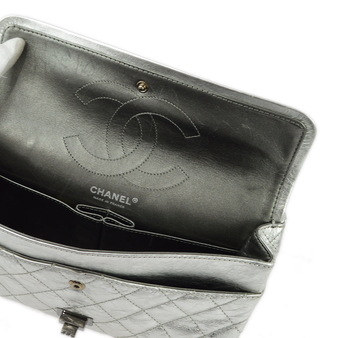 Top Quality Chanel Silver Lambskin 2.55 Classic Double Flap Shoulder Bag