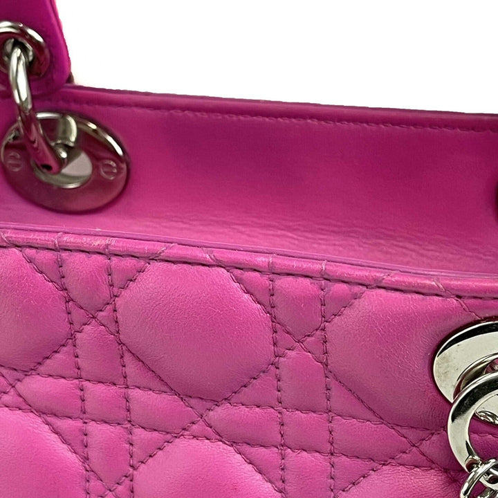 Dior Lady Dior Cannage Medium Rani Pink Top Handle Shoulder Strap