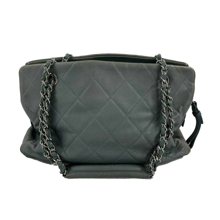 Chanel - Seafoam / Silver CC Caviar Medium Leather Shopping Tote / Shoulder Bag