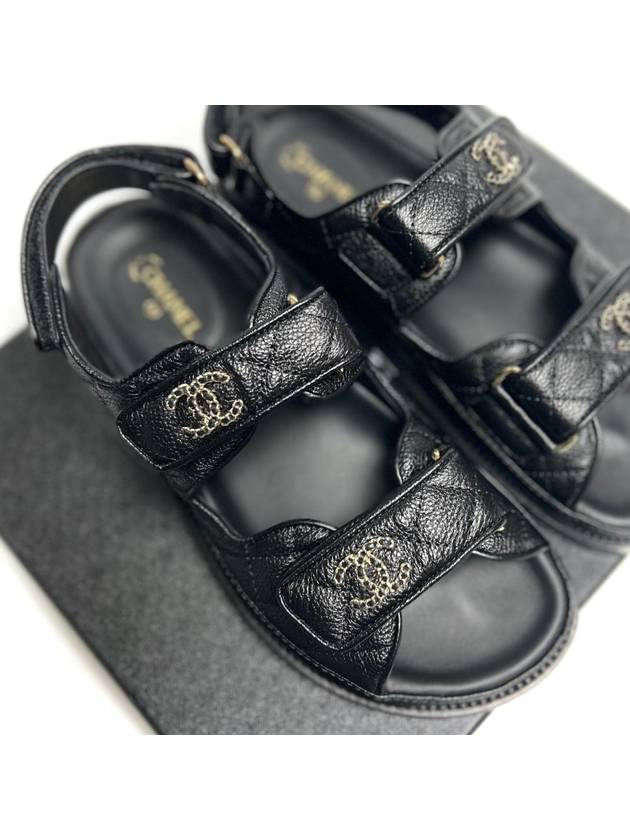 Women's CC Logo Velcro Sandals Gold Black Chanel