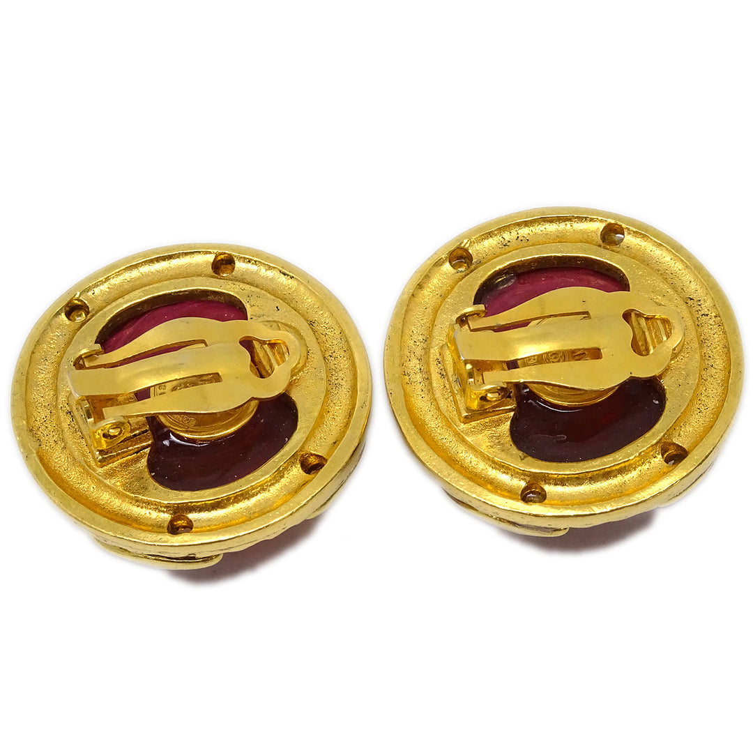 Top Quality Chanel Bijou Button Earrings Gold Clip-On