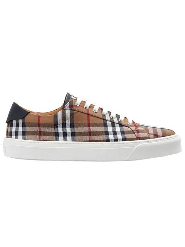 Burberry Vintage Check Cotton Leather Low Top Sneakers Brown