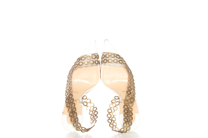 Christian Louboutin White and Gold Pumps SZ 36.5