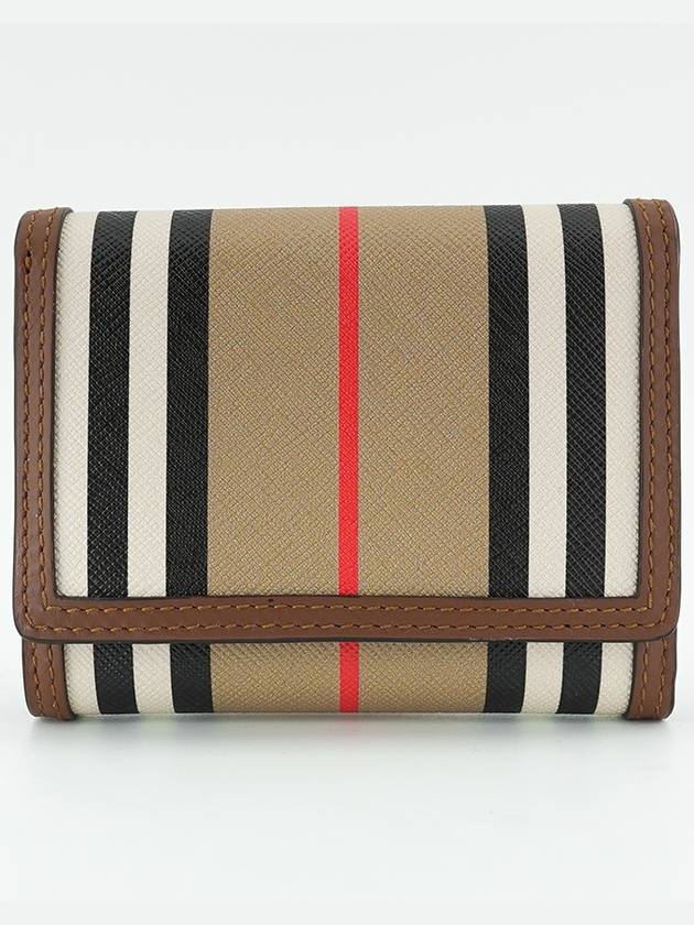 Burberry Lancaster Striped Half Wallet Tan