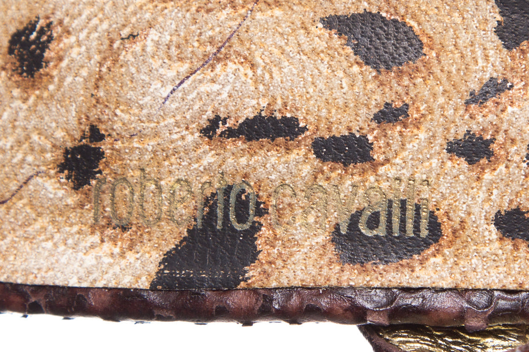 Roberto Cavalli Brown Python Sandals SZ 36