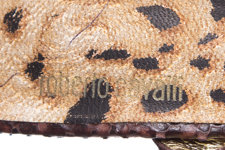 Roberto Cavalli Brown Python Sandals SZ 36