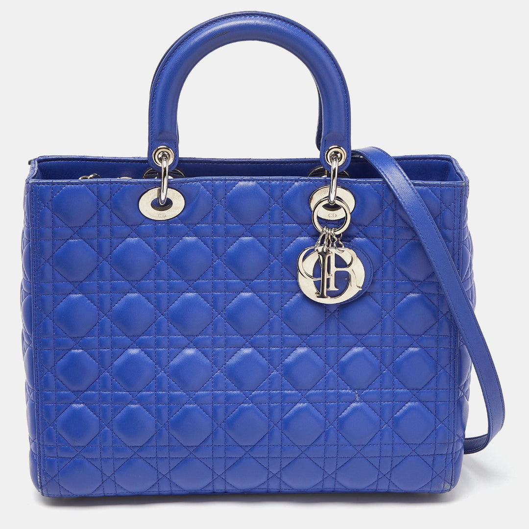 Top quality Dior Blue Cannage Leather Large Lady Tote