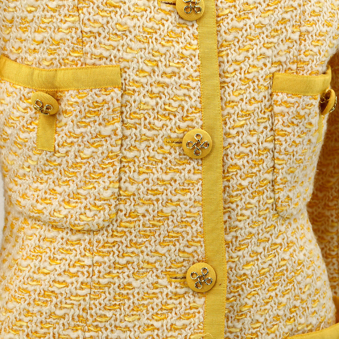 Top Quality Chanel Setup Suit Collarless Jacket Skirt Yellow 25 #34