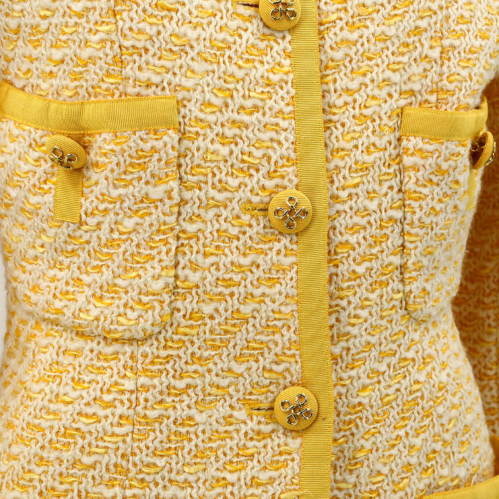 Top Quality Chanel Setup Suit Collarless Jacket Skirt Yellow 25 #34