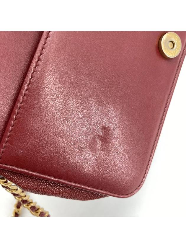 Caviar Boy gold logo woc mini bag cross burgundy Chanel