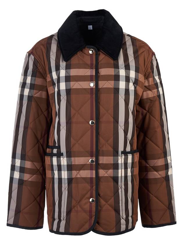 Burberry WoMen's Check Diamond Quilted Jacket Brown