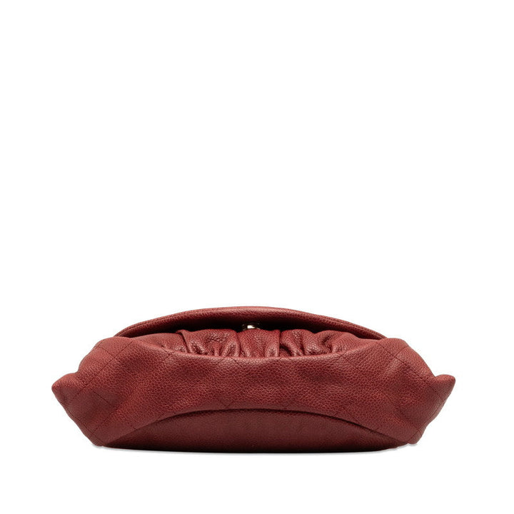 Top Quality Chanel Coco Half Moon Chain Shoulder Bag Wine Red Silver Caviar S  CHANEL