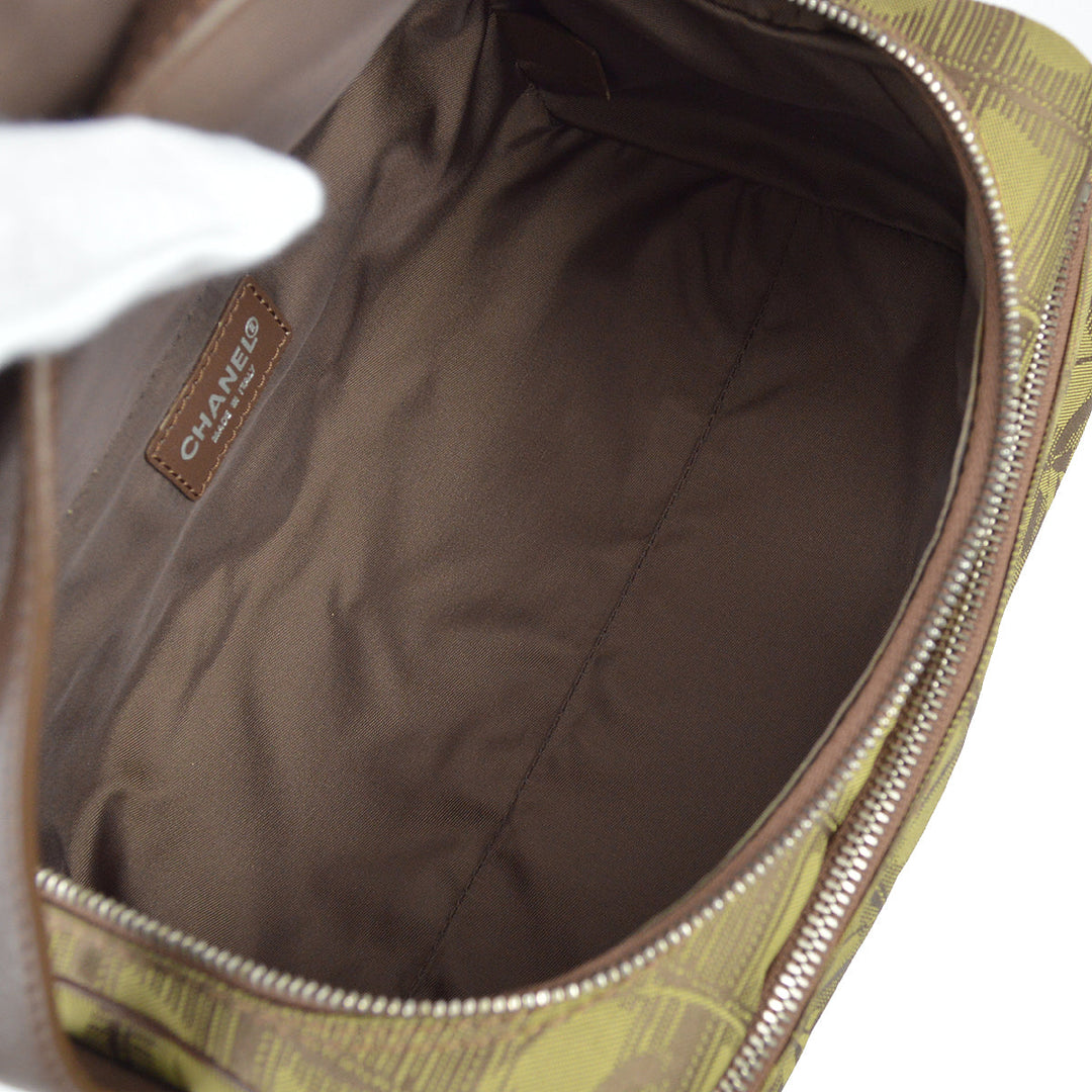 Top Quality Chanel 2001-2003 Green Brown Jacquard Nylon New Travel Line Handbag