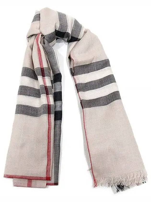 Burberry Check Lightweight Wool Silk Scarf Beige