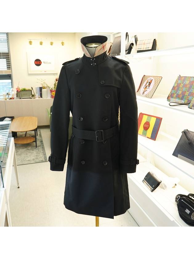 Burberry Harbourne 2 Check Long Trench Coat Black